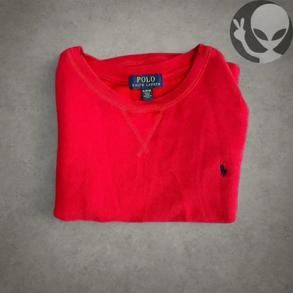 Polo Ralph Lauren Crewneck Sweater Small Red Cotton Pullover - Picture 6 of 6
